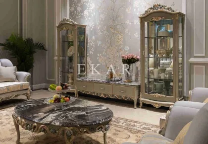 Luxury Home Furniture Livingroom Glass Cabinet Single Door Handcarved Decorative Cabinet Solid Wood Corner Wine Cabinet