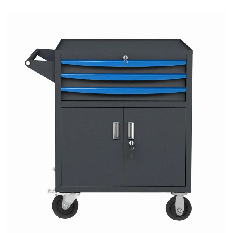 Black Metal Tool Trolley with Drawers
