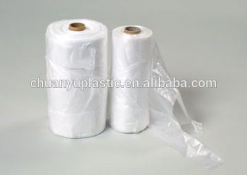 HDPE natural flat plastic food bag on roll with paper core for shopping