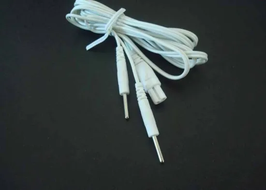 2.0mm Pin Physical Therapy Equipment Electrode Cables / Ten Lead Wire, White Pvc Insulation Tens Lead Wires