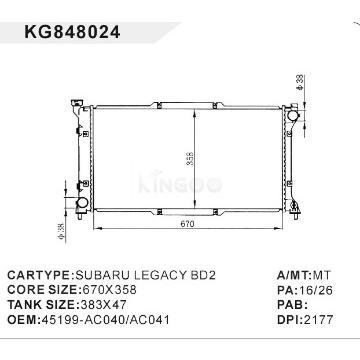 auto radiator car:SUBARU LEGACY BC2 OEM:45199-AC040/AC041