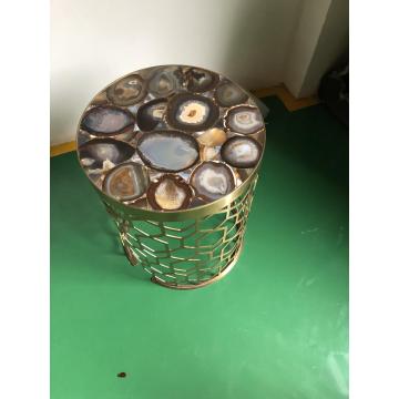 semi precious grey agate side table