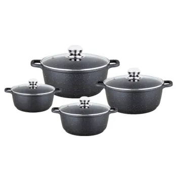 8-Piece Die-Casting Aluminum Non-Stick Cookware Set: Sauce Pot, Saucepan, Frypan, and Double Grill Pan