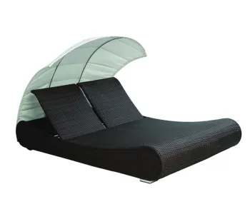 Aluminium Outdoor Double Beach Sunbed with Canopy for Swimming Pool Lounger