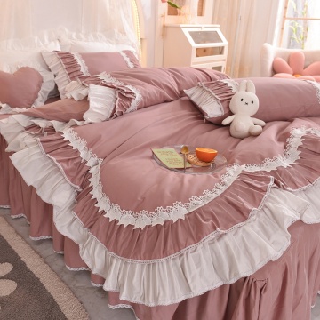 King Low MOQ Cheap Price BedCover Skirt set