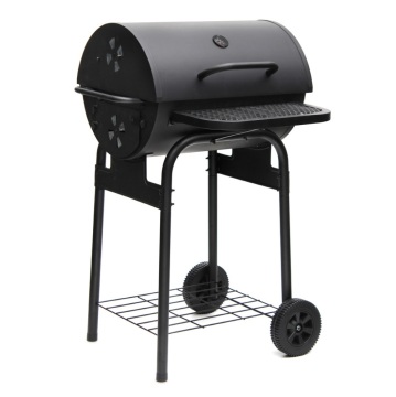 Single Barrel Charcoal BBQ Grills: Kettle Trolley for Backyard, Patio, and Outdoor Garden Smoking