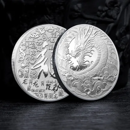 Chinese Dragon Gold & Silver Coin Collection: Promotional Metal Crafts for Sale