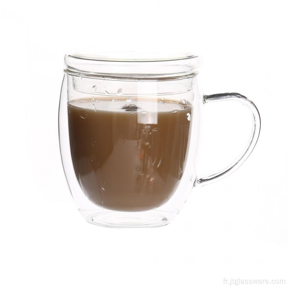 Tasse en verre personnalisée à double paroi pour café noir