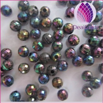 wholesale black 6mm Bulk chunky acrylic faceted AB earth ball beads