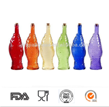 780ml colorful fish bottle with wooden cork