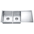 Undermount Handmade Double Bowl Drainboard Sink