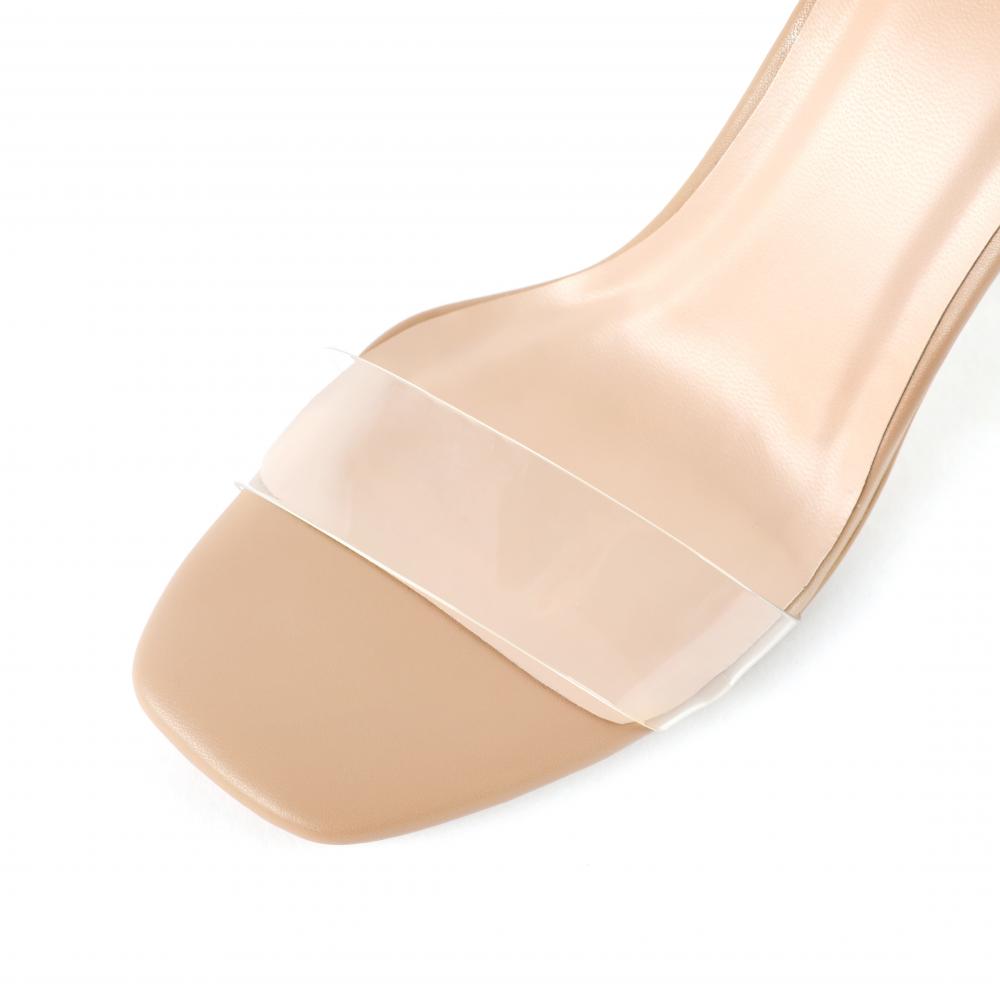 Sandalia de damas con talón transparente