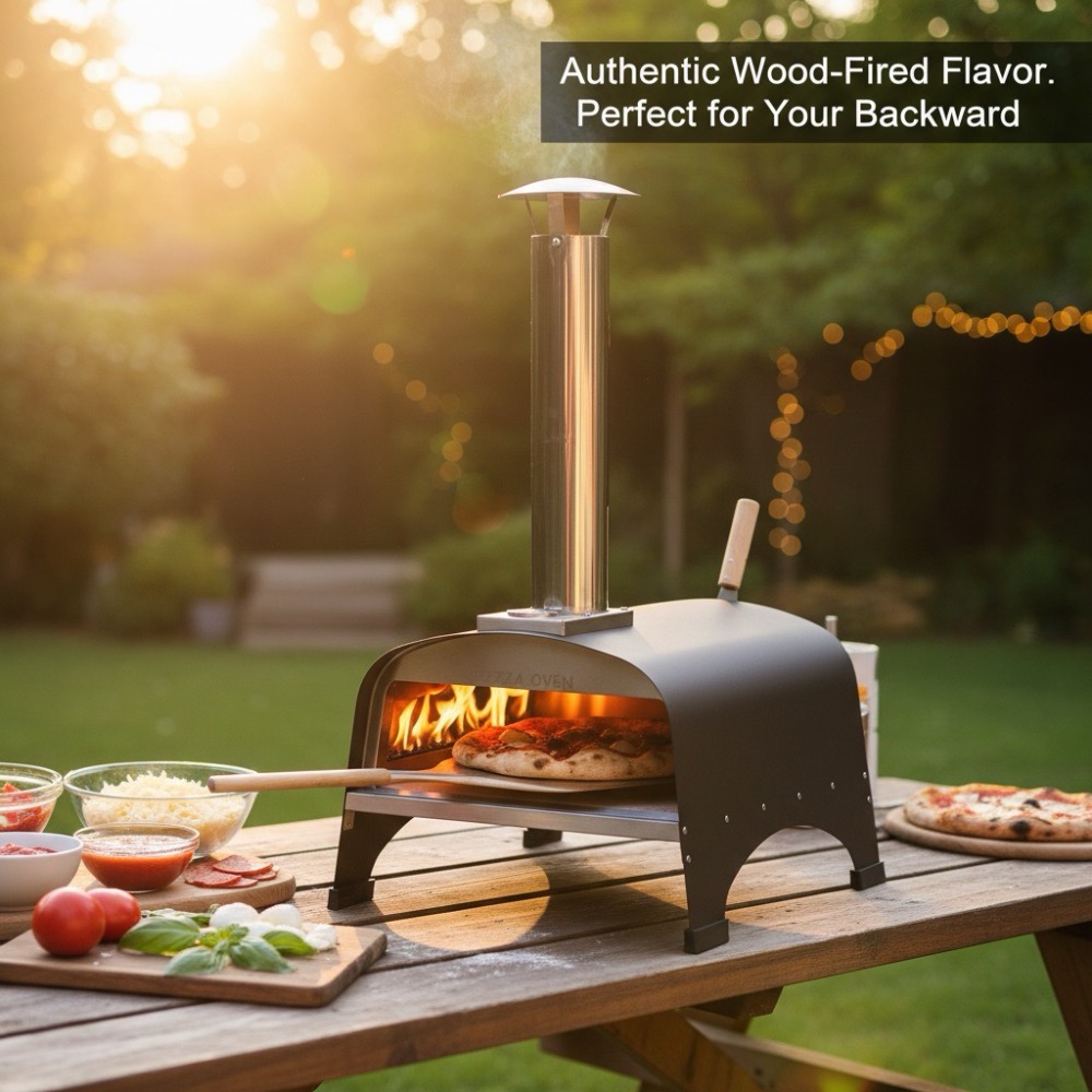 Stainless steel dual-fuel pizza oven