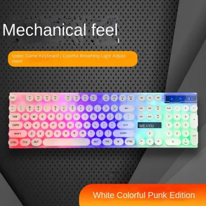 104-Key Wired Mixed Color Luminous Mechanical Keyboard for eSports and Office Use