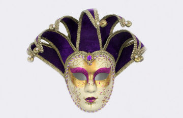 Traditional Horns Made Jester Masquerade Mask / Venetian Face Masks