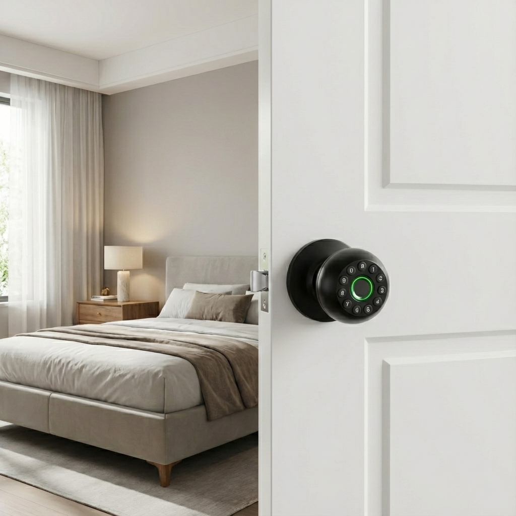 Fingerprint Smart Door Knob Close-up