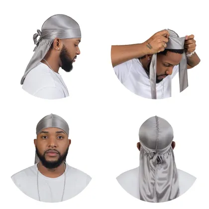 Custom Logo High Quality Wide Straps Long Tail Durag Pirate Chemo Cap