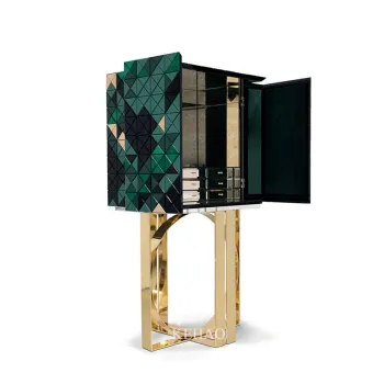 Modern Luxury Green Mosaic Wine Cabinets for Living Room - Italy Royal Design Furniture