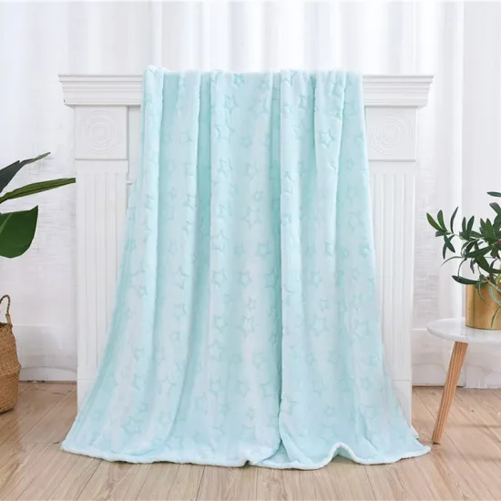 Amazon hot sell wholesale sky blue rectangular fleece throw super soft blanket