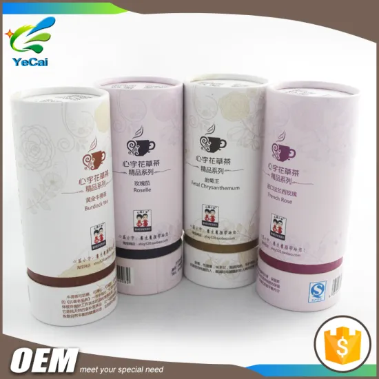 Top popular round tea packaging box , tea tin paper tube from shenzhen yantian port
