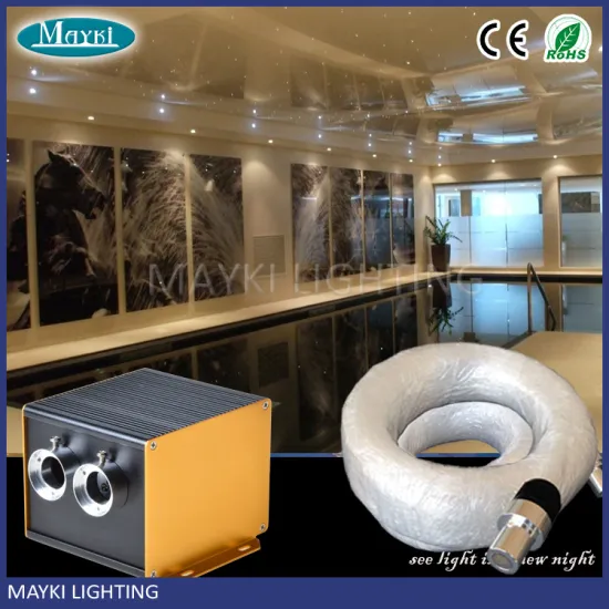 Dual head RGBW LED fiber optic projector with 600 strands PMMA fibre optic wire for 4 * 5m ceiling