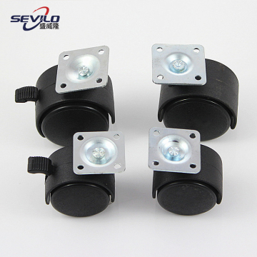 Schwarz 2 Zoll Bremsbrake Gummi -Stuhl -Stuhl Casters - Miniatur -Nylon -Plastikräder