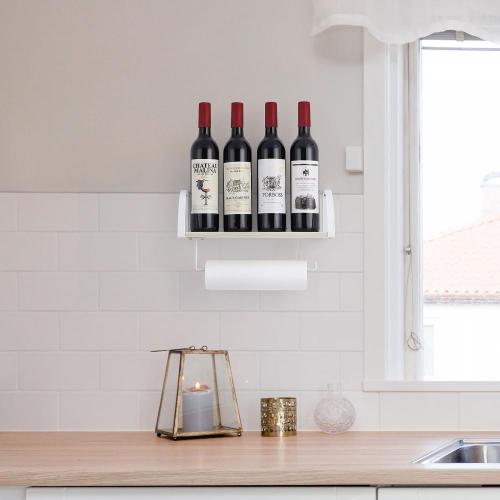 White Kitchen Storage Shelf with Towel Bar