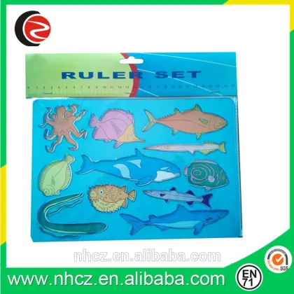 Kinds Fish &Sea World Stencil Ruler Set
