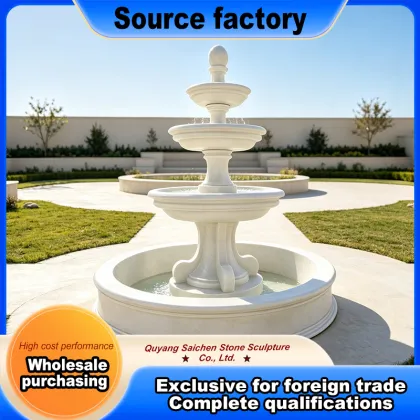 Small Cherub White Stone Garden Fountain