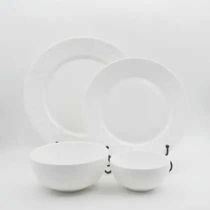 Fresh style embossed dinnerware set new bone tableware set