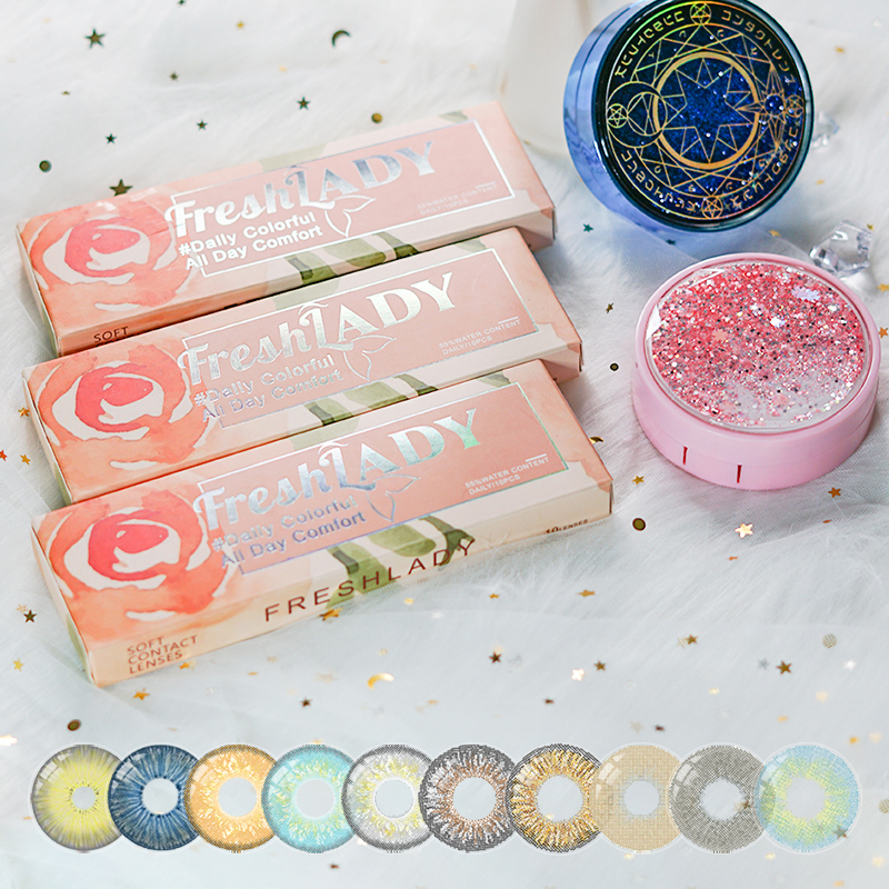 Liangguo Fresh Lady Daily Collection Glitter Gray One Day Prescription Disposable Eye Contact Lenses
