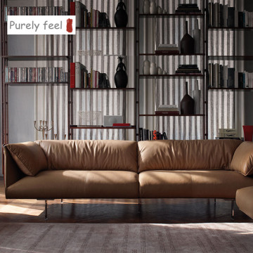 Light Luxury Minimalist Leather Sofa - PurelyFeel Italian Style Napa Leather Living Room Furniture