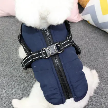 Teddy Skiwear Zipper Vest for Dogs: Thick Autumn and Winter Padded Coats
