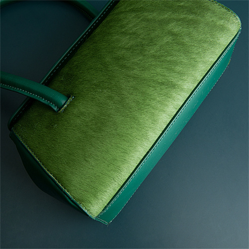 Cowhide and Horsehair Green Noble Handbag