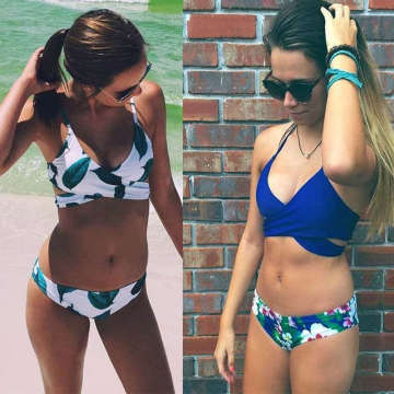 Sexy Women Cross Halter Bikinis Swimwear Push Up Bikini Set