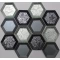 Golden Foil Cover Hexagon Glass Mosaic