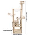 Realistic Modern Classic Cat Tree Trunk Wooden Indoor Sisal Scratching Tower Natural Style Climbing Frame Luxury Pet House