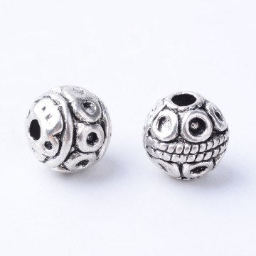 PandaHall 8mm Round Antique Silver Tone Tibetan Style Alloy Beads: Cadmium & Lead Free