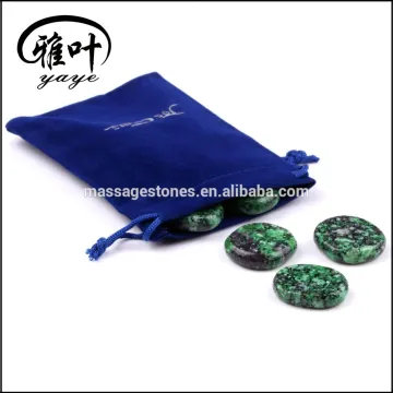 Natural Ruby&Zoisite Palm Stones with Velvet Pouch Bag
