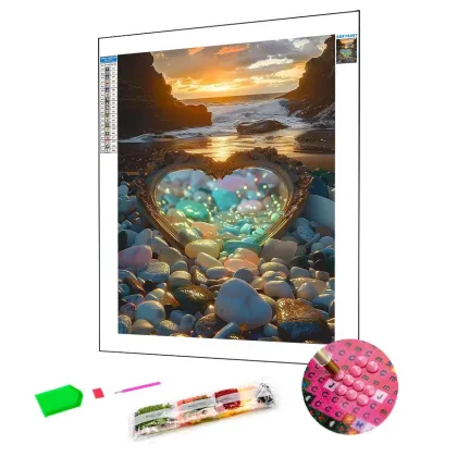 Seascape Painting Mirror by the Sea Cross-Stitch Embroidery Kit