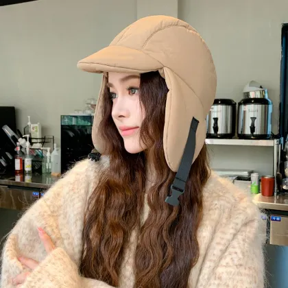 Colorful Women's Down Lei Feng Hat - Warm Winter Ear Protection Hat for Hiking