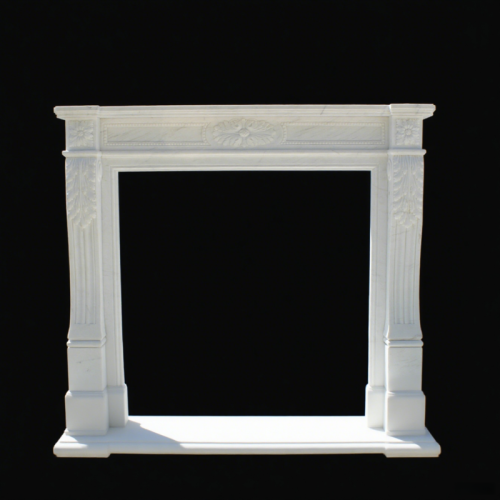 White Marble Fireplace Minimalist Hand Finished Mantel Art