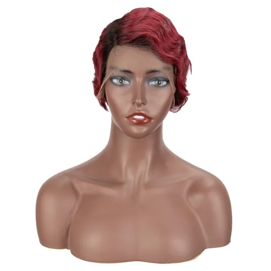 Feminine Restoring Ancient Shanghai Hand push wave Finger Wave Curly Pixie Cut U Part Lace Front Wig Brazilian Human Hair Wigs