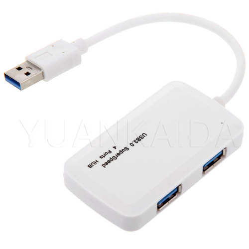 Portable 4-port USB 3.0 hub is white