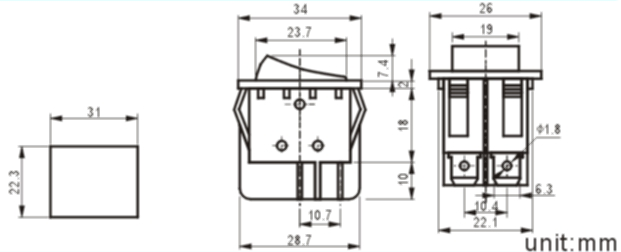 IRS-201-3A-1 rocker switch