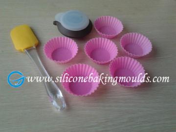 Custom Heart Resist Silicone Baking Set With 6pcs Pink Silicone Cake Cup