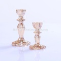 Candelabros de vidrio con candelabro rosa hechos a mano