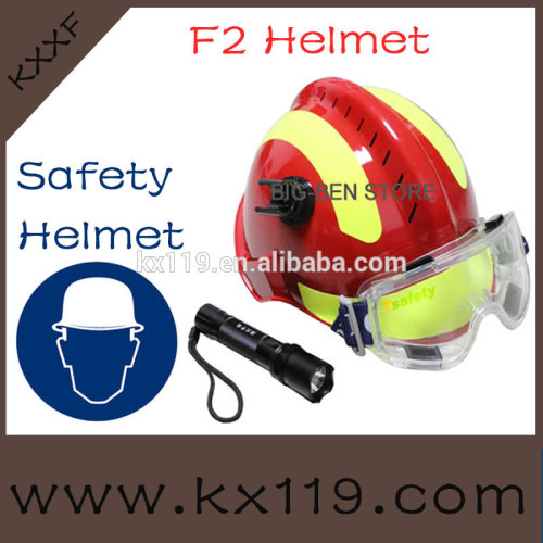 Red With Yellow reflective rescue helmet with flashlight