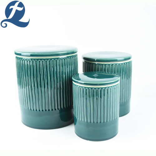 Decorative gift glaze candy storage canister ceramic jar