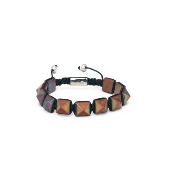 Electroplated Matte Gold Purple Pyramid hematite woven Bracelet